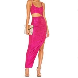 superdown Hot Pink Asymmetrical Maxi Skirt